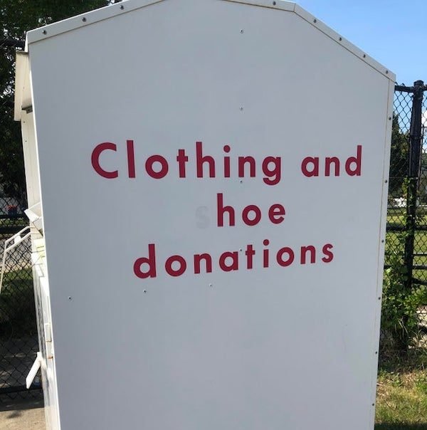 signage - Clothing and hoe donations