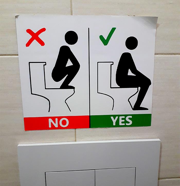 dumb rules and funny signs - squat toilet sign - No Yes