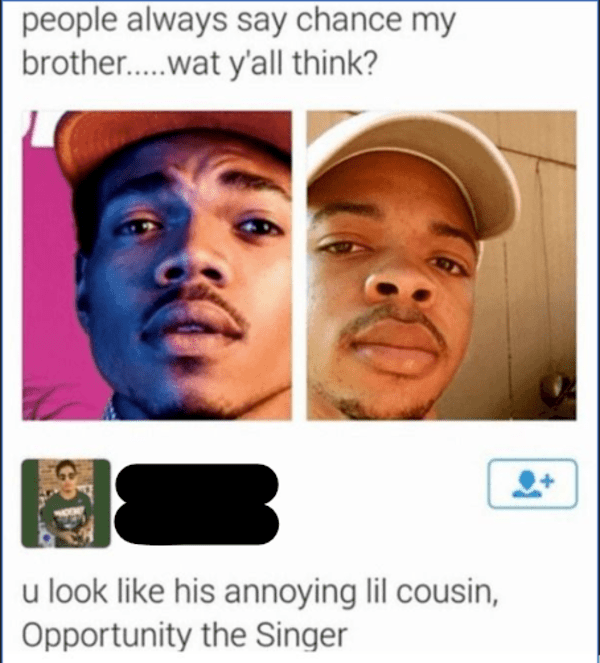 opportunity the singer meme - people always say chance my brother.....wat y'all think? u look his annoying lil cousin, Opportunity the Singer