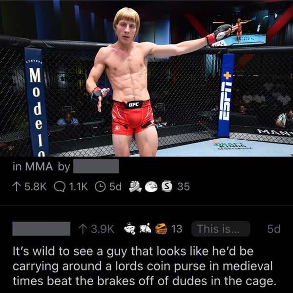 Crkvere Upc M 0 d e 1 n in Mma by 1 Q 5d es 35 1 13 This is... 5d It's wild to see a guy that looks he'd be carrying around a lords coin purse in medieval times beat the brakes off of dudes in the cage.