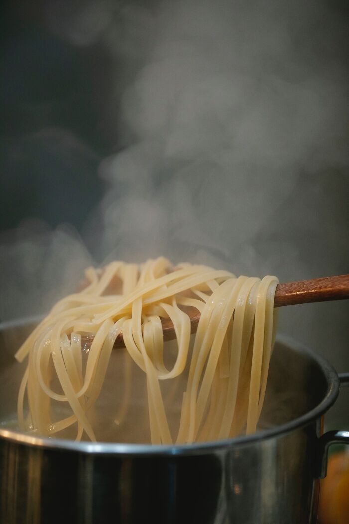 Boiled a pot of pasta. Then poured the water and noodles down the drain.