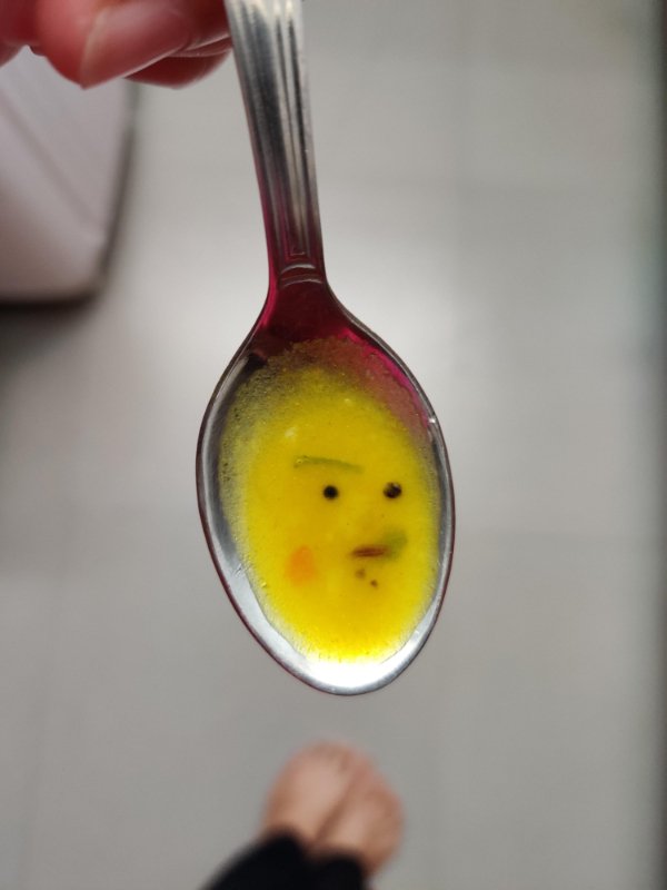 “The ingredients of my dinner formed a judgmental face in my spoon.”
