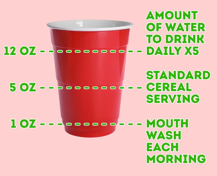 flowerpot - Amount Of Water To Drink Po Daily X5 12 Oz Doo o o 0 o Standard 5 Oz OOO000. Cereal Serving 1 Oz Mouth Wash Each Morning