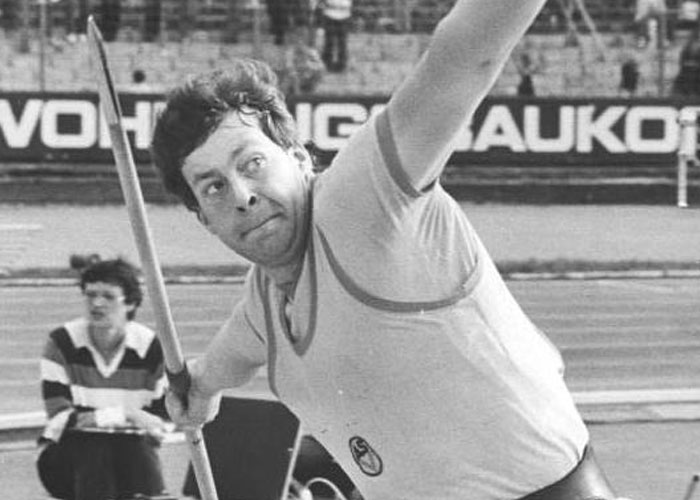 in 1984 javelin thrower Uwe Hohn threw a distance of 104.8m and became the first and only athlete in history to break the 100m barrier. Shortly afterwards some changes in the design of javelins were implemented and the records had to be restarted, turning his mark into an "eternal world record".