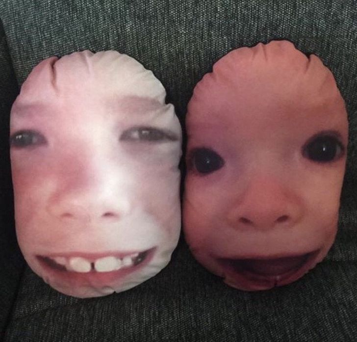 my nephews faces on pillows