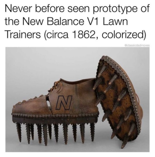 aker by maax - Never before seen prototype of the New Balance V1 Lawn Trainers circa 1862, colorized classicdndmoves N