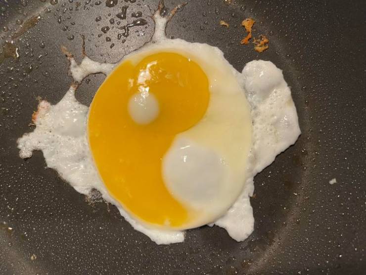 “My fried egg made a Yin-Yang.”