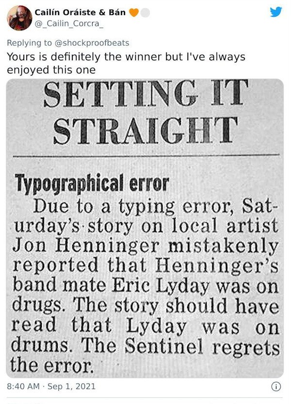 21 Absurd Newspaper Corrections.