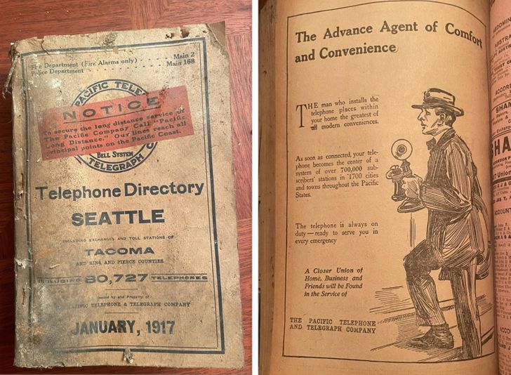 “Found a 1917 telephone directory buried in the crawl space of our 1903 home.”