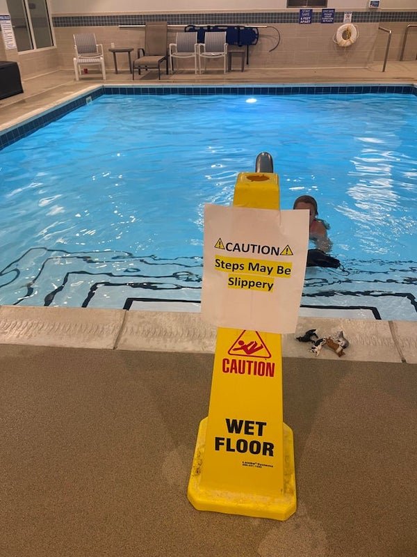 people who failed - water - Acautiona Steps May Be Slippery Caution Wet Floor