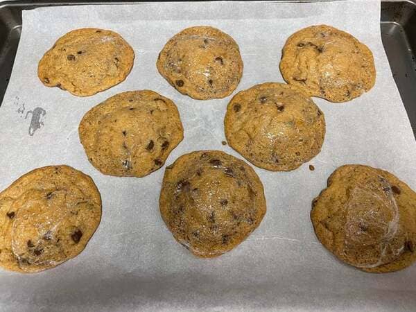 I made some bomb-ass cookies today and then wondered what the “film” was over them. Upon closer inspection realized I forgot to take off the PLASTIC wrap that was covering them before I mindlessly popped them into the oven.