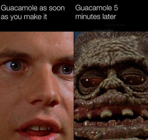 relatable pics that speak the truth - swansboro yacht club - Guacamole as soon as you make it Guacamole 5 minutes later esmithe