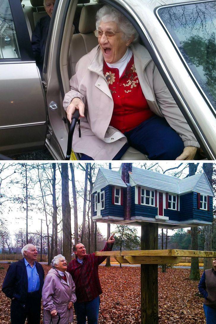 “My grandma received a surprise today. It’s a birdhouse that’s an exact replica of her house, inches to feet.”