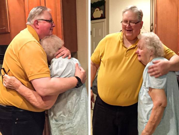 "This son surprised his mother on Christmas Day."