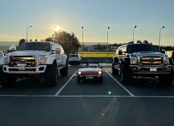 My 1977 Triumph Spitfire Next To A Couple Of Fords On 44’s