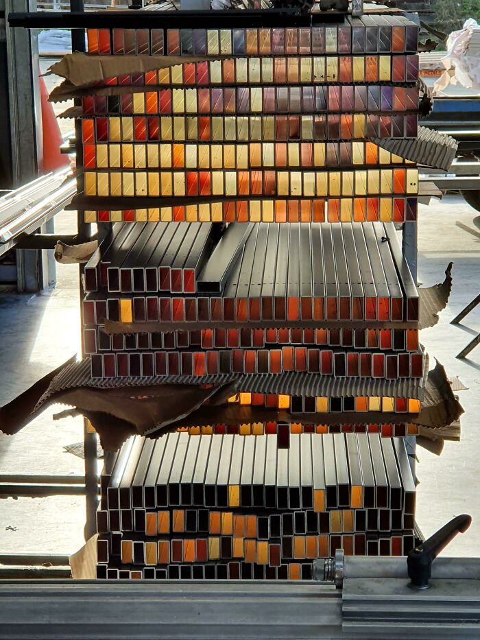 Sunlight Reflecting Through Different Lengths Of Aluminum