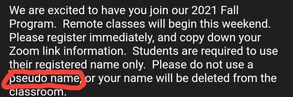 lyrics - We are excited to have you join our 2021 Fall Program. Remote classes will begin this weekend. Please register immediately, and copy down your Zoom link information. Students are required to use their registered name only. Please do not use a pse