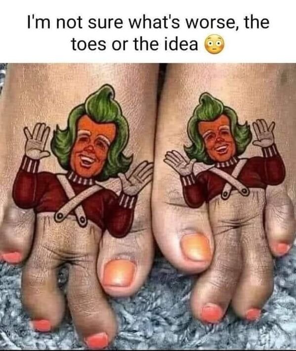 oompa loompa toes - I'm not sure what's worse, the toes or the idea