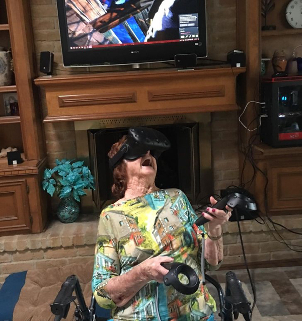 firs time experiences - granny playing VR for the first time