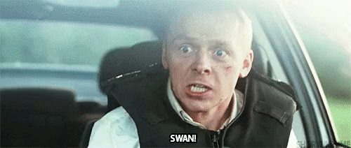 movie special effects - practical - CGI -hot fuzz yarn swan - Swan!