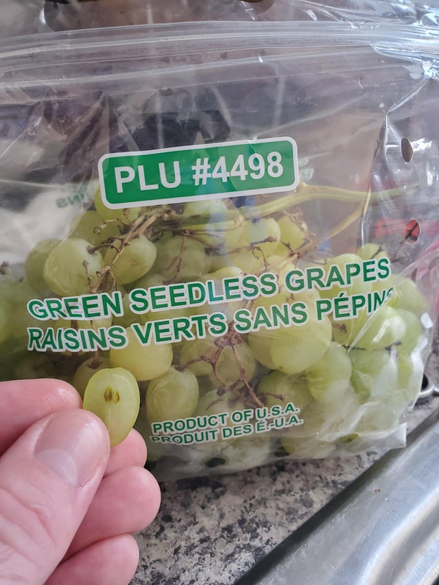 Every single grape in the bag has seeds.