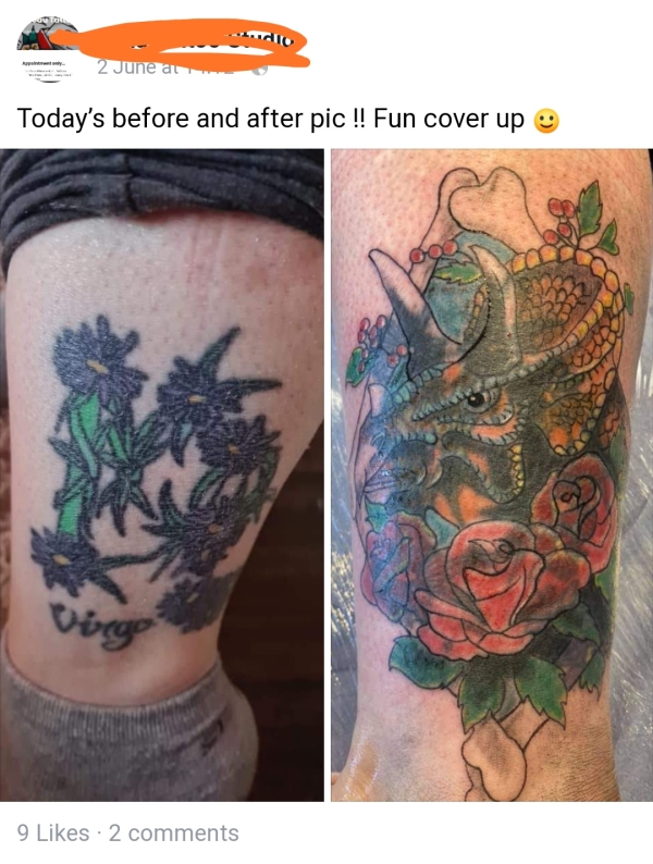 tattoo fails - tattoo - Cio 2 June an Today's before and after pic !! Fun cover up Virgo 9 2