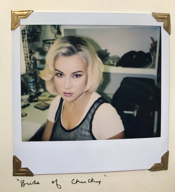 Jennifer Tilly on the set of the 1998 film, Bride of Chucky.