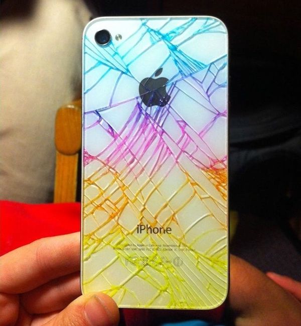 Cracked iPhone back? Use highlighters to ‘pimp yo’ phone’.