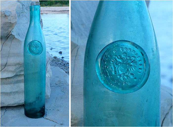 beach finds - washed ashore - glass bottle - Ad Dona Sinesses