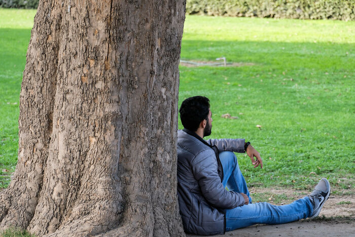 real world advice, modern wisdom - man sitting under the tree