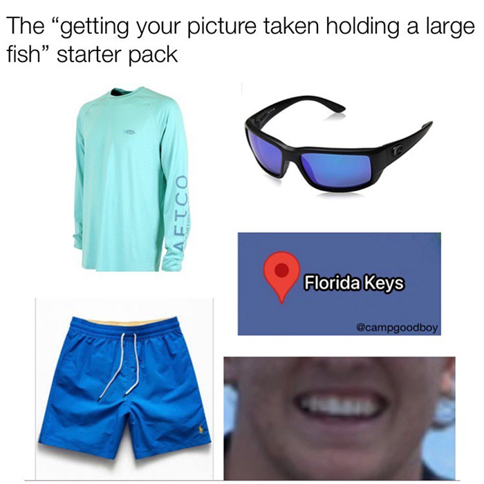 relatable memes - electric blue - The "getting your picture taken holding a large fish starter pack Safico Florida Keys