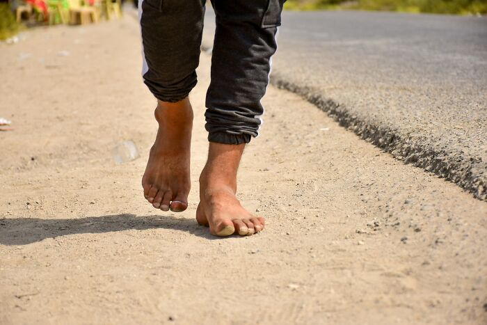bare feet walking