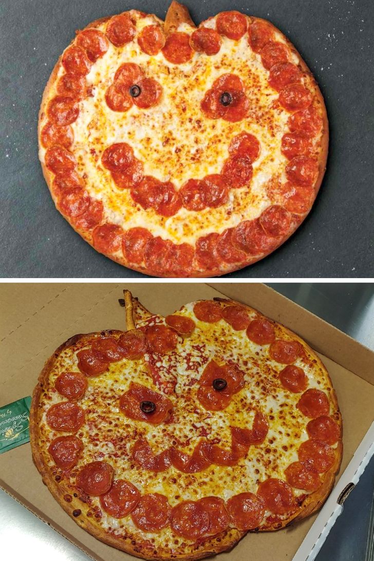 “How we advertise our Jack-o-Lantern pizzas vs. how I like to make them for customers”