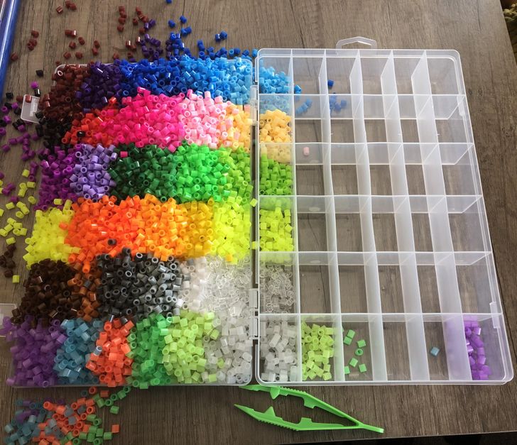 “A 5-year-old opened the Perler beads upside down.”