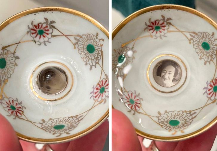 “This Japanese cup reveals a photo of a woman when you add liquid.”