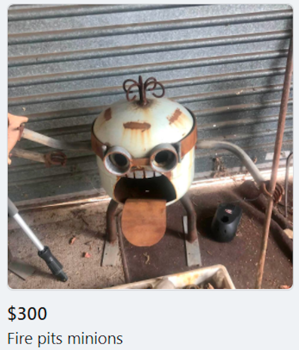 wtf things being sold online - S2 $300 Fire pits minions