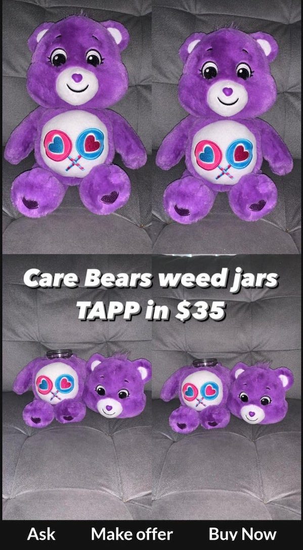 wtf things being sold online - stuffed toy - Oc Care Bears weed jars Tapp in $35 Ask Make offer Buy Now