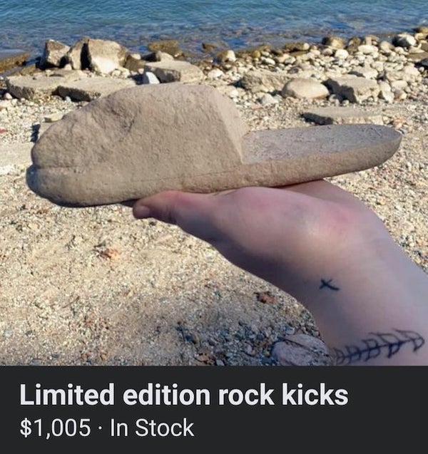 wtf things being sold online - sand - Limited edition rock kicks $1,005 In Stock