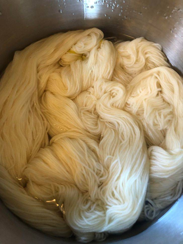 “Forbidden spaghetti: this is yarn that’s in the process of being dyed.”