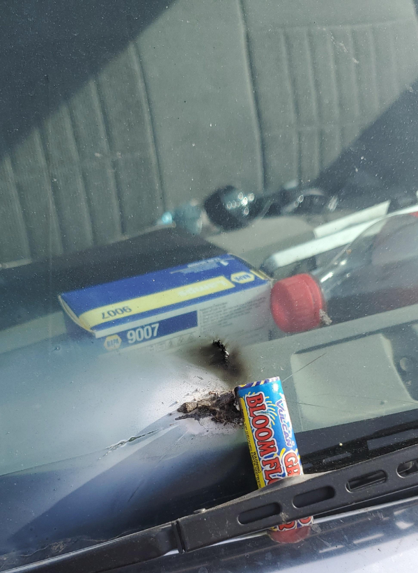 “Someone lit a firework under my windshield wiper.”