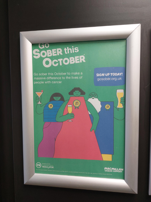 terrible design fails - go sober for october poster - Go Sober this October Go sober this October to make a massive difference to the lives of people with cancer Sign Up Today! gosober.org.uk Days 14 Fr Fraisine Regulator Macmillan Cancer Support
