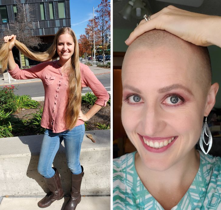 A woman donated her hair to a foundation that works with sick people suffering from hair loss.