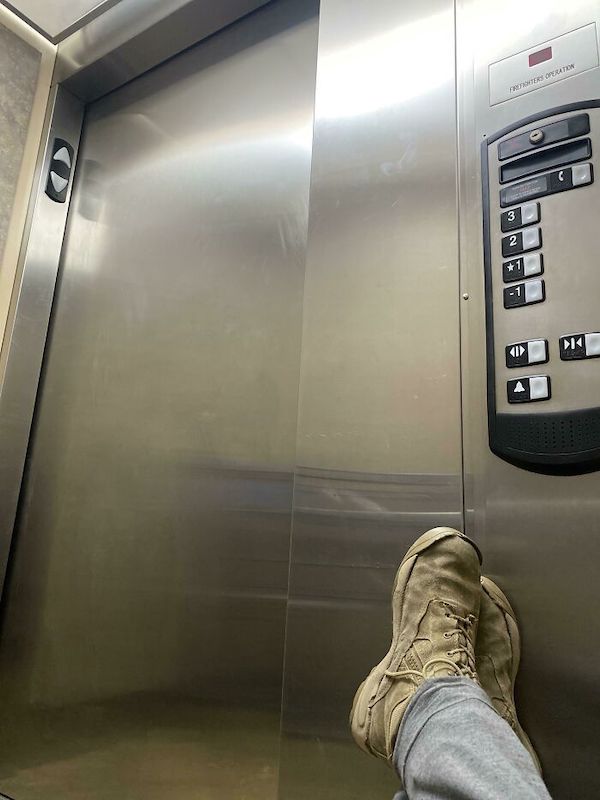 Currently stuck in an elevator in my apartment building, was told about 40 minutes until the tech arrives and I have to pee.