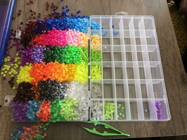 5 y/o opened the Perler Beads upside down.