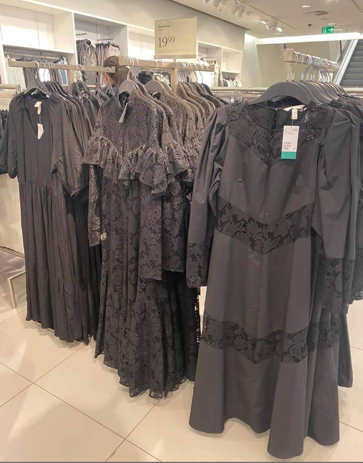 “Can someone explain what is happening here? Who is buying these gowns from the 1918 funeral collection?”