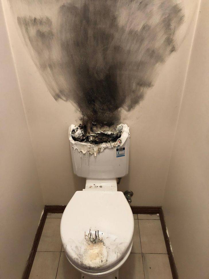 “Tenants called to tell me the toilet wouldn’t flush. The plumber turned up to this.”