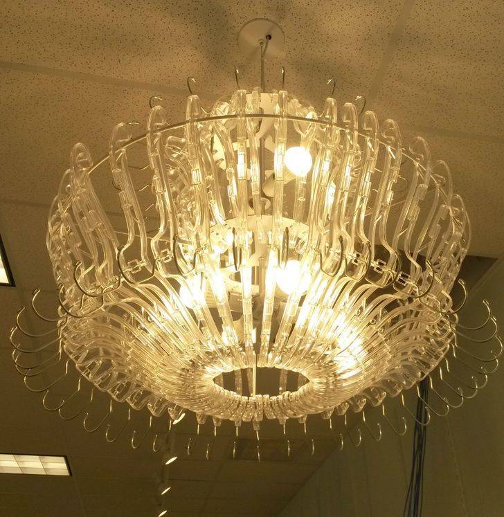 “Spotted this at work today. ’Chandelier’ made out of hangers.”