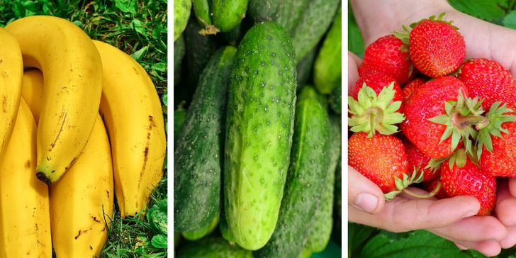 Bananas and cucumbers are berries, and strawberries are not. In botany, a berry is a certain type of fruit with thin skin and a juicy middle that always has seeds inside. This is why grapes, tomatoes, cucumbers, bananas, chili peppers, and eggplants are technically berries. But strawberries, raspberries, and blackberries are actually nut fruits.