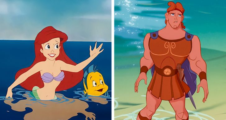 The Little Mermaid and Hercules are relatives. Because Ariel from The Little Mermaid is the daughter of Triton, and Triton is the son of Poseidon, Ariel is Poseidon’s granddaughter. Zeus, the father of Hercules, is Poseidon’s brother. So, Ariel is Hercules’ grandniece.