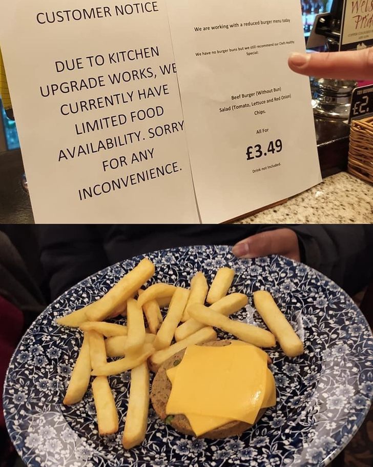 “A restaurant in London ran out of buns, so this was their solution.”